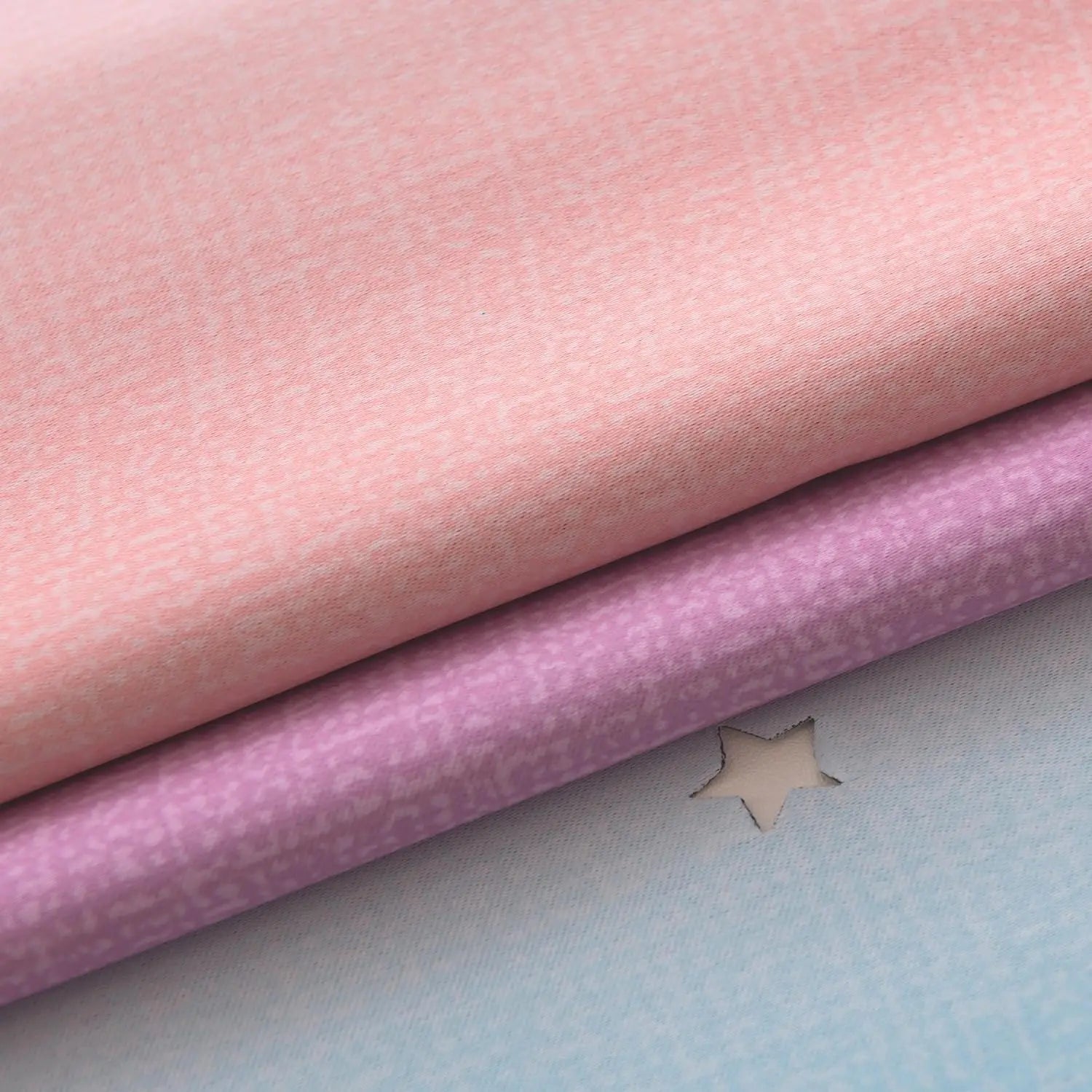 Colorful Rainbow Twinkle Star Curtains pastel pink purple blue fabric layers with cutout star detail for nursery