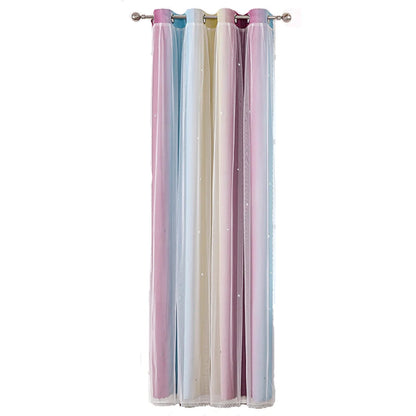 Colorful Rainbow Twinkle Star Curtains sheer pastel grommet top panels with glitter star accents for nursery