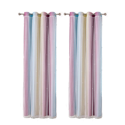 Nutshell Colorful Rainbow Twinkle Star Curtains pastel sheer grommet panels pair with subtle star sparkle