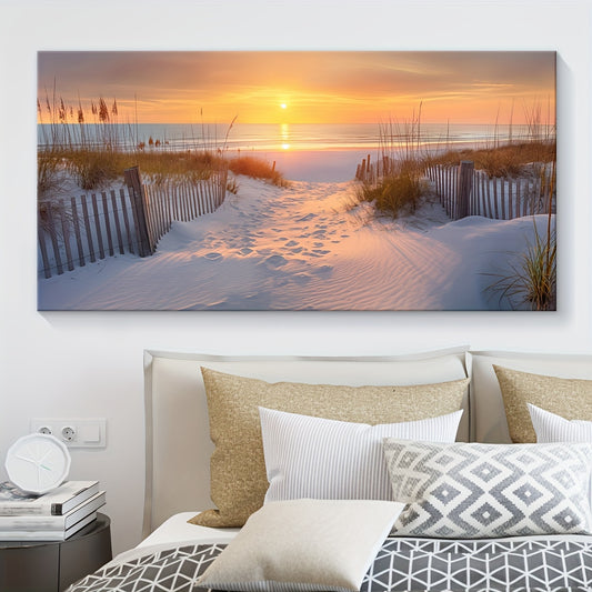 Sunrise Seaview Beach Landscape Canvas depicting serene beach paths and sunrise colors