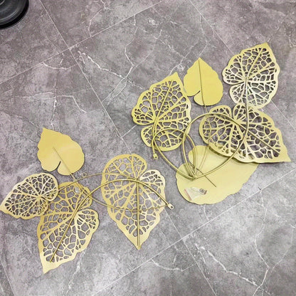 Super Large luxury leaf wall hanging made of intricate metal design for elegant home decor