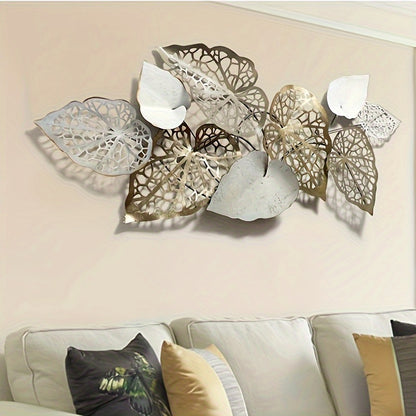 Super Large luxury leaf wall hanging with intricate cut-out designs for elegant home decor
