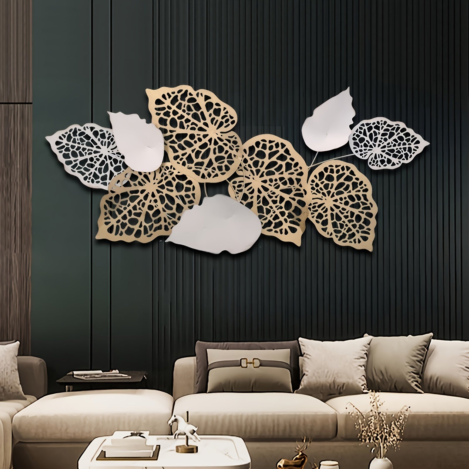 Super Large luxury leaf wall hanging in intricate design, perfect for modern home decor.