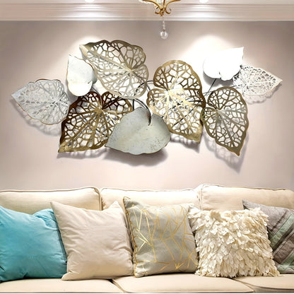 Super Large luxury leaf wall hanging made of intricate metal designs, perfect for modern home decor