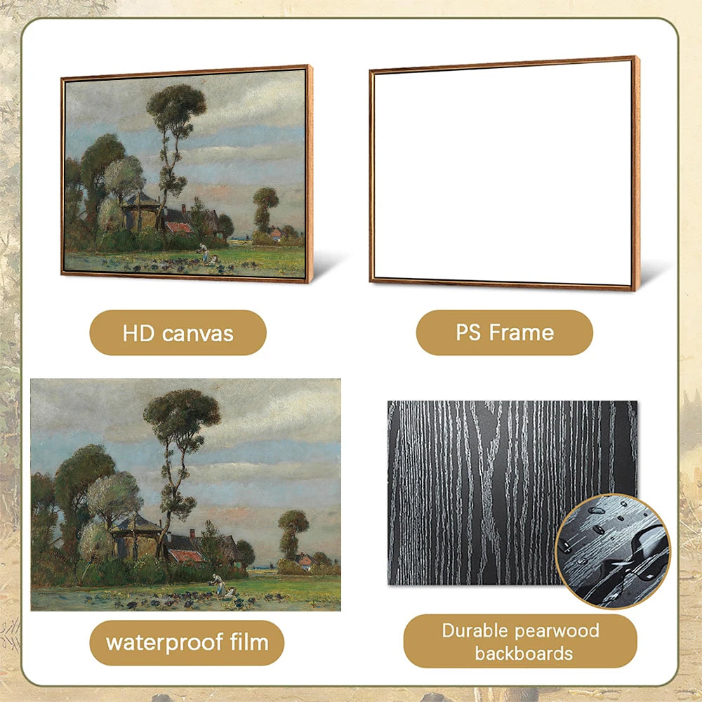 Tall tree canvas wall art featuring a serene landscape on HD canvas with a durable PS frame