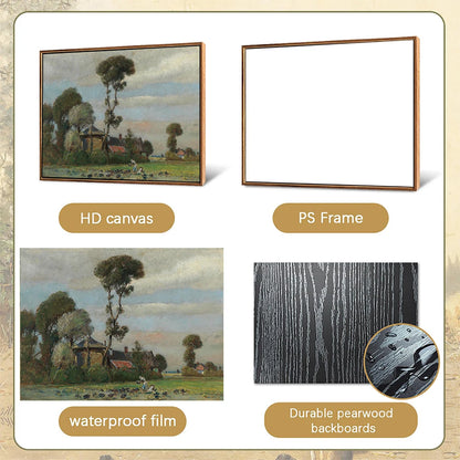 Tall tree canvas wall art featuring a serene landscape on HD canvas with a durable PS frame
