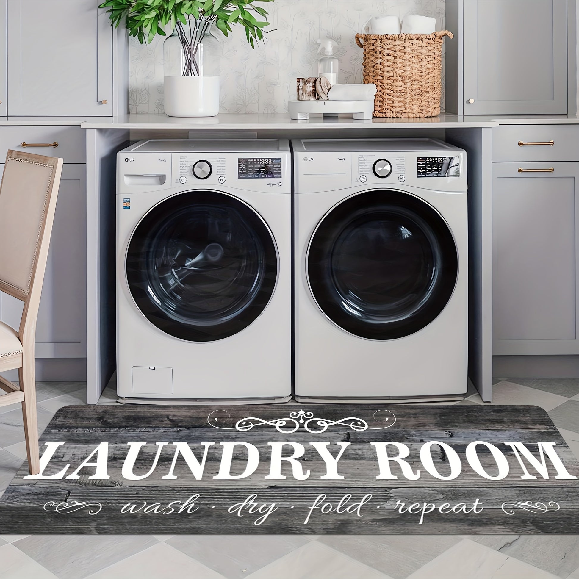 Thick sponge comfort laundry mat with stylish design for enhancing laundry room aesthetics