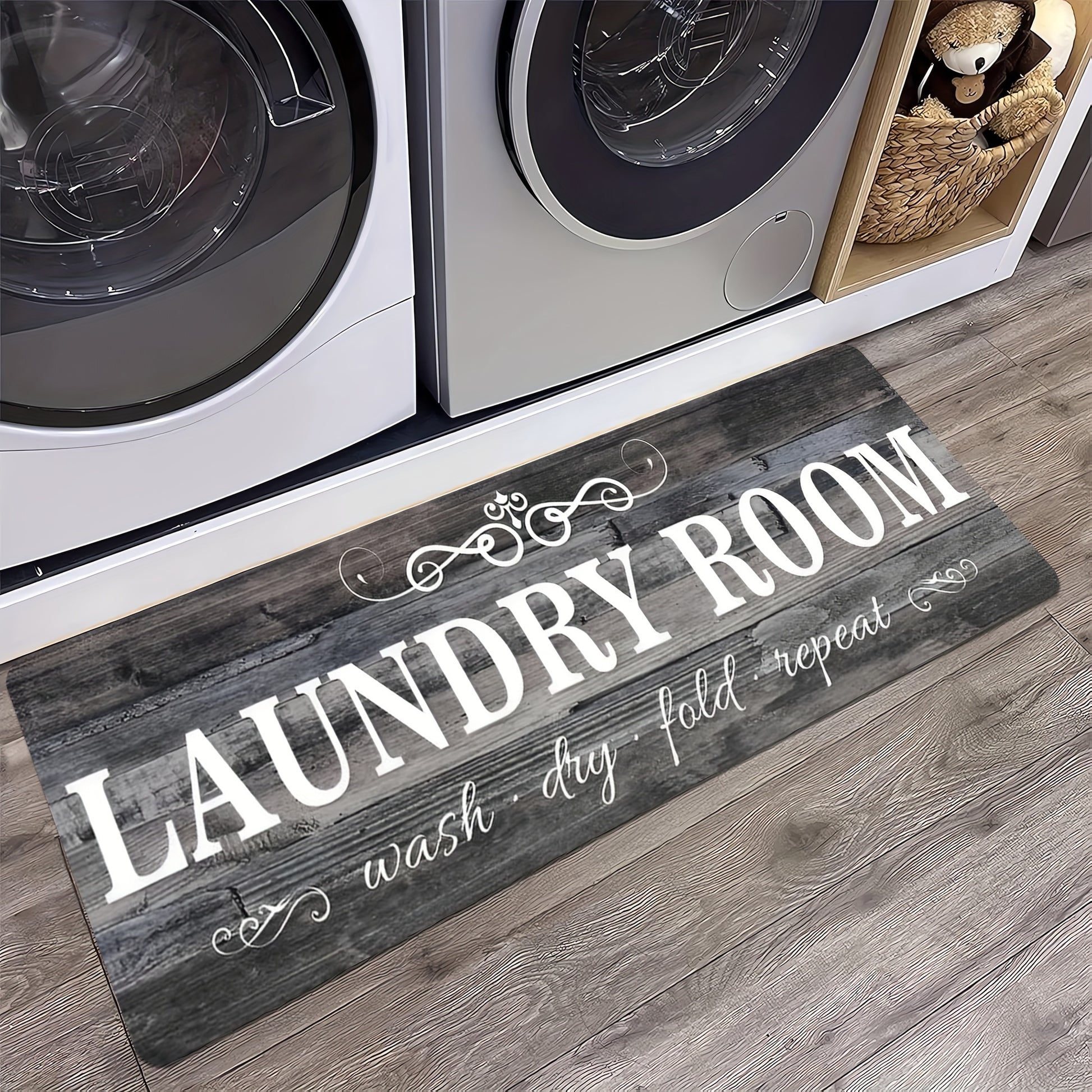 Thick sponge comfort laundry mat with stylish 'Laundry Room' design for home decor