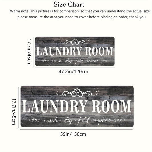 Nutshell thick sponge comfort laundry mat featuring a rustic design with text for laundry room decor