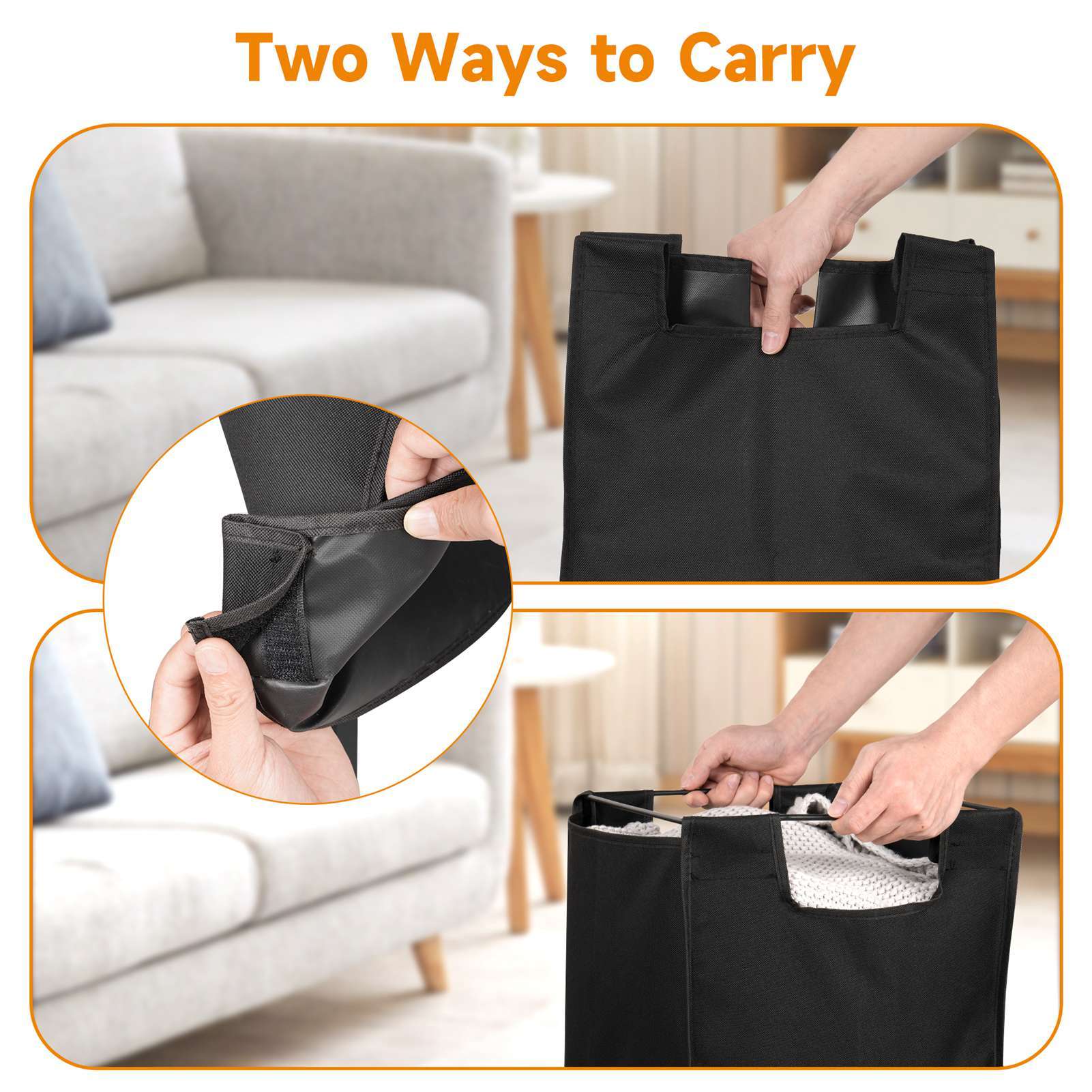 Nutshell three section laundry sorter with drawers for easy sorting and carrying of clothes