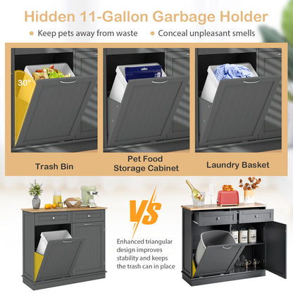 Nutshell tilt-out trash cabinet with hidden 11-gallon garbage holder for kitchen organization
