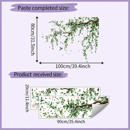 Tree branch wall stickers in green, ideal for decorating any room with a natural touch