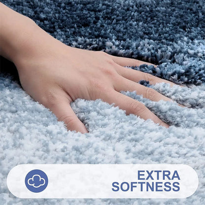 Soft U-shaped bath mat for toilet in gradient blue colors, enhancing bathroom comfort and style