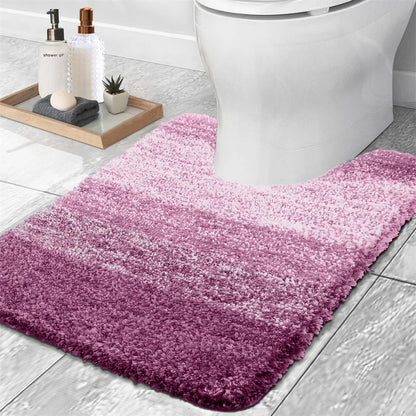Soft U-shaped bath mat for toilet in gradient purple tones, perfect for bathroom comfort and style