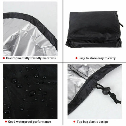 hanging egg chair cover by Nutshell showing waterproof black exterior silver lining drawstring top and compact storage
