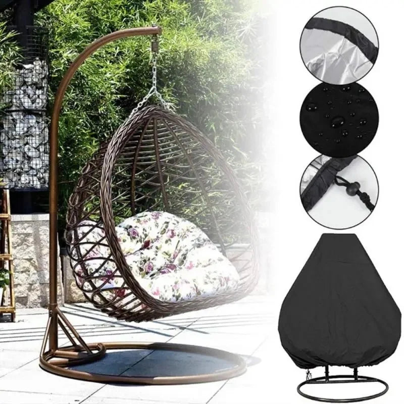 Nutshell hanging egg chair cover for outdoor rattan egg chair with drawstring waterproof protection