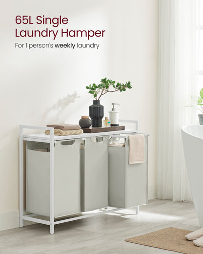 Nutshell 65L single laundry hamper with removable bags for organized weekly laundry