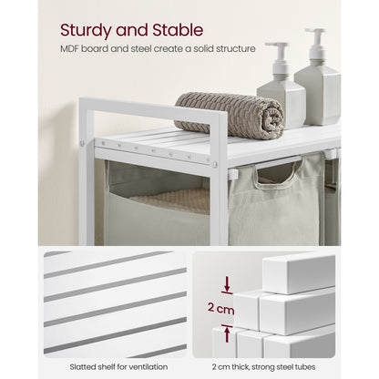 Nutshell laundry hamper with removable bags featuring sturdy MDF board and steel structure for stable organization