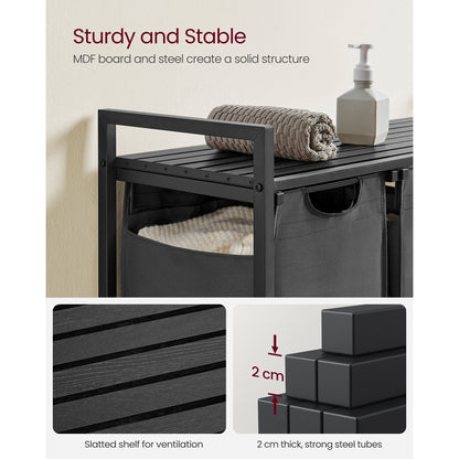 Nutshell laundry hamper with removable bags featuring sturdy MDF board and steel structure for durability