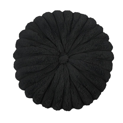 Nutshell black round pumpkin pillow cushion with textured fabric and tufted center