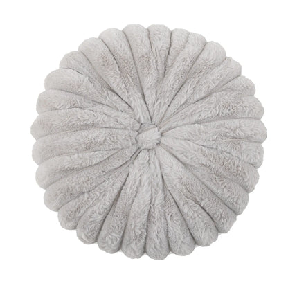 Nutshell round pumpkin pillow in soft gray plush fabric decorative cushion
