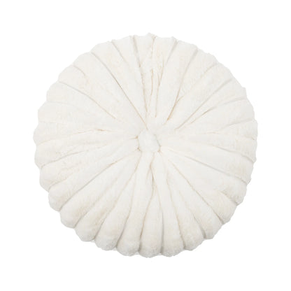 Nutshell round pumpkin pillow in soft white plush fabric decorative cushion