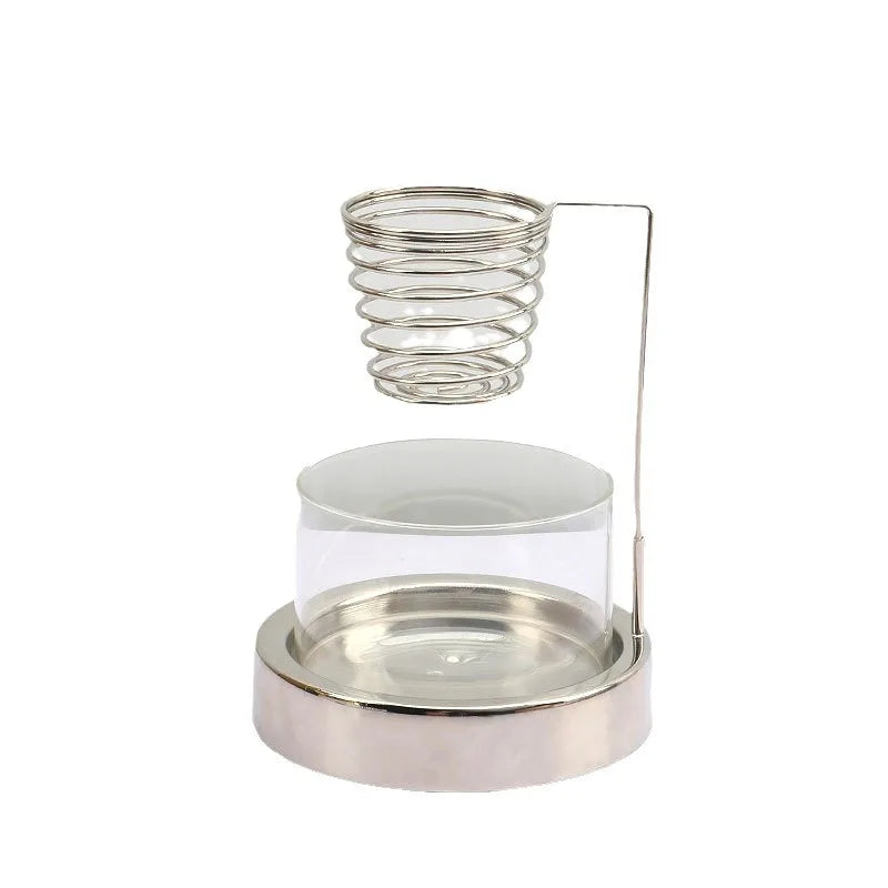 Nutshell metal and glass sage incense burner with spiral holder and round base for easy burning