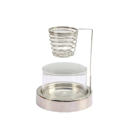 Nutshell metal and glass sage incense burner with spiral holder and round base for easy burning