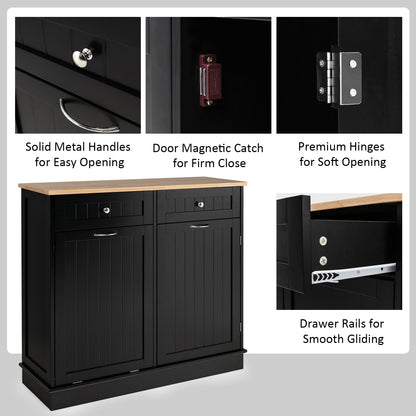 Nutshell black tilt-out trash cabinet with solid metal handles, magnetic catch, and premium hinges