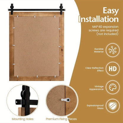 Back view of Nutshell wall-mounted wooden vanity mirror showing mounting holes and premium fixing pieces