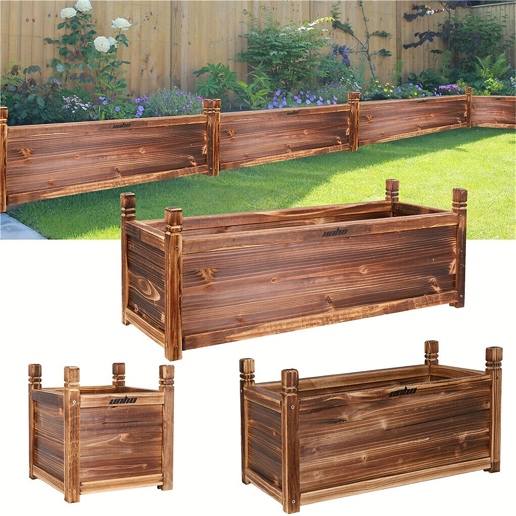 Nutshell Wooden Rectangular Planter Box Raised Garden for Growing Flowers and Vegetables