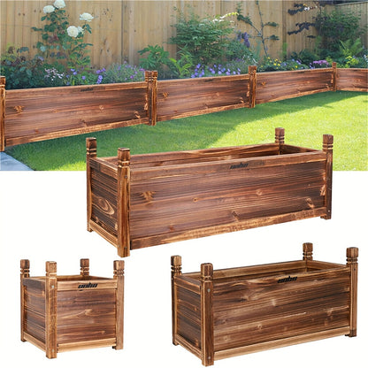 Nutshell Wooden Rectangular Planter Box Raised Garden for Growing Flowers and Vegetables
