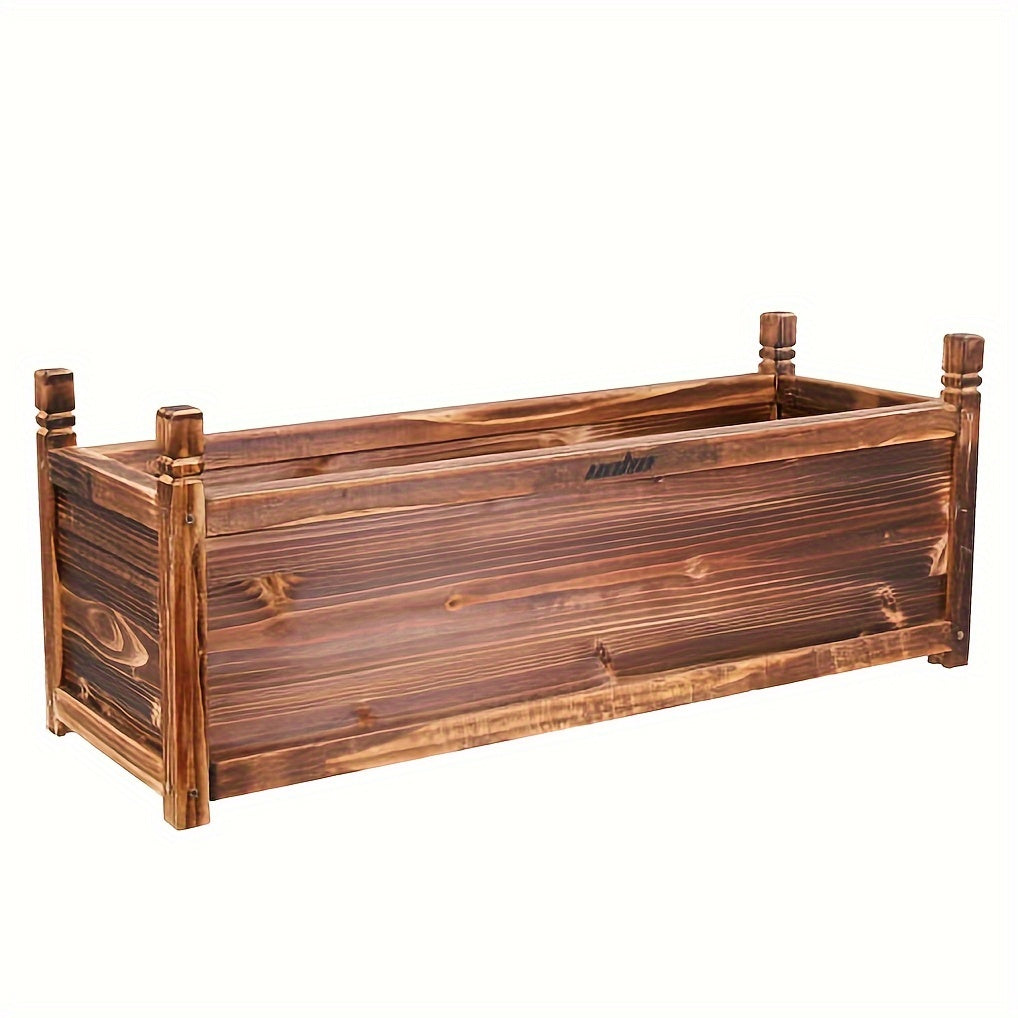Nutshell Wooden Rectangular Planter Box Raised Garden with rustic finish and sturdy design for outdoor plants