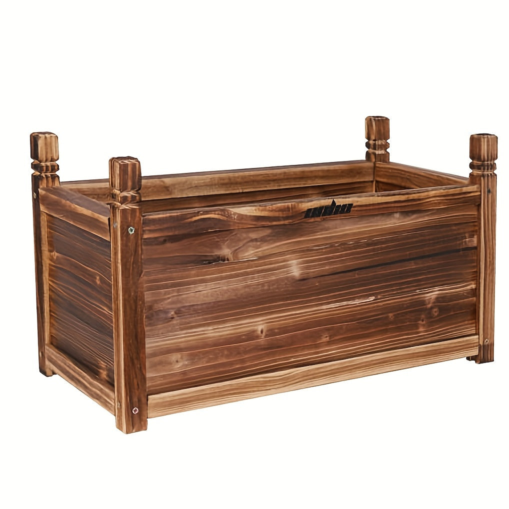Nutshell Wooden Rectangular Planter Box Raised Garden with a sturdy wooden design for outdoor planting