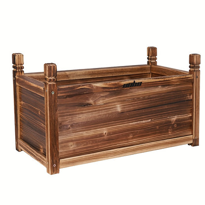 Nutshell Wooden Rectangular Planter Box Raised Garden with a sturdy wooden design for outdoor planting