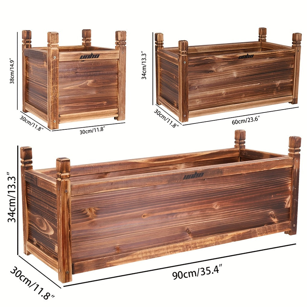 Nutshell Wooden Rectangular Planter Box Raised Garden in various sizes for easy planting and gardening