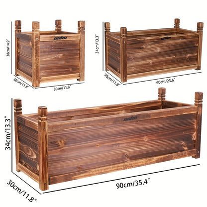 Nutshell Wooden Rectangular Planter Box Raised Garden in various sizes for easy planting and gardening