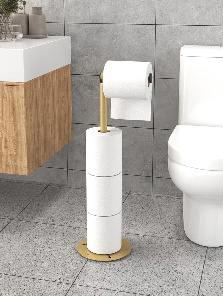 Stylish Vertical folding tissue holder with space for multiple rolls and a sleek gold design for modern bathrooms