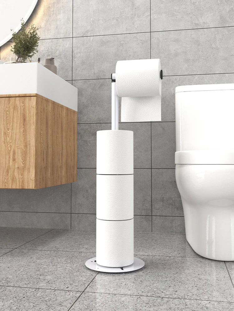 Modern vertical folding tissue holder in white with sleek design, perfect for any bathroom decor