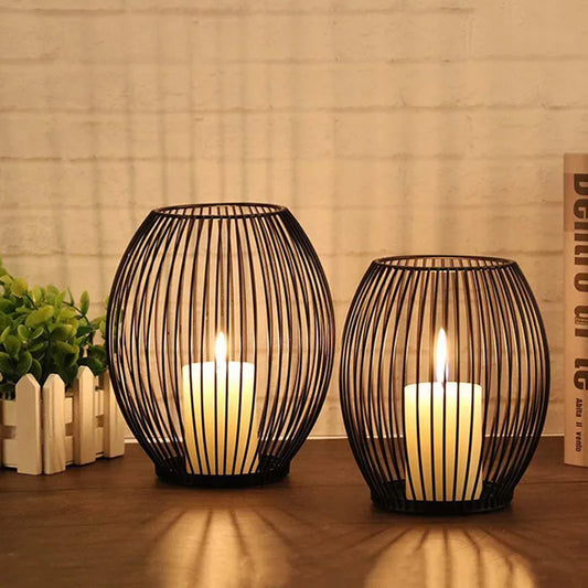 Nutshell vintage candle holder lanterns in a stylish wire design with flickering candles