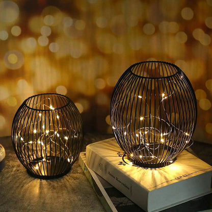 Nutshell vintage candle holder lanterns featuring elegant wire design and warm LED lights