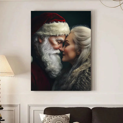 Vintage Santa and Mrs Claus wall art featuring a charming and festive design for holiday decor