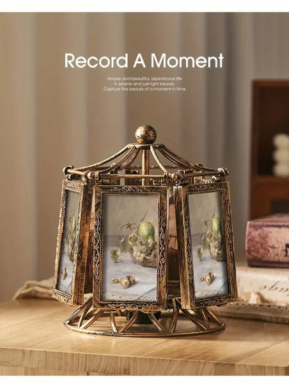Vintage wedding picture frame with rotating design for capturing cherished memories
