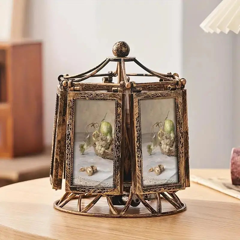 Vintage wedding picture frame display stand with multiple photo openings for cherished memories