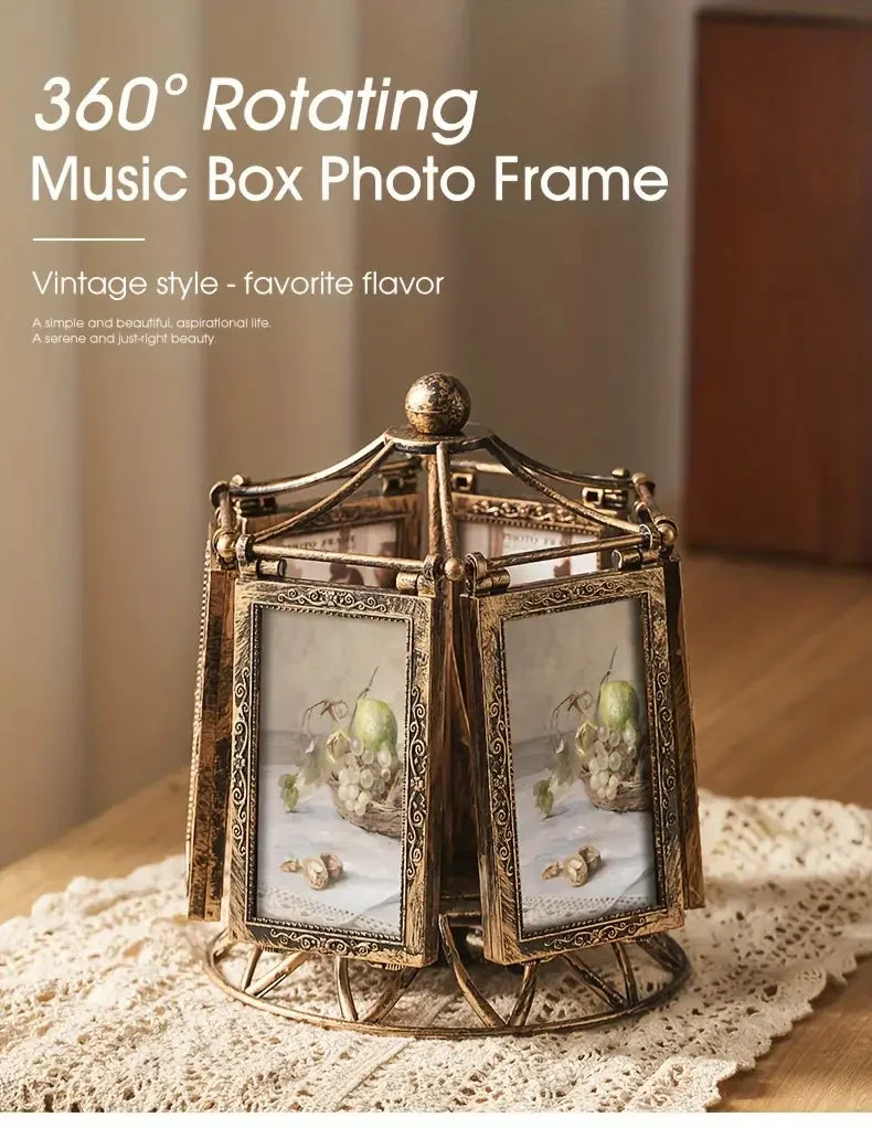 360 Degree Rotating Vintage Wedding Picture Frame in Antique Style for Stunning Display