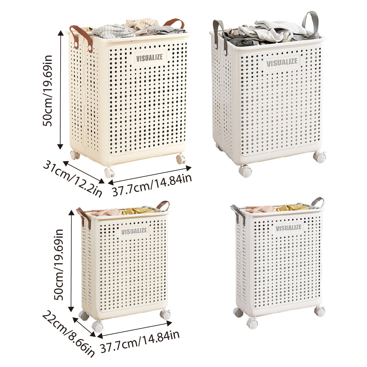 Nutshell large foldable laundry hamper with wheels and breathable design for easy organization