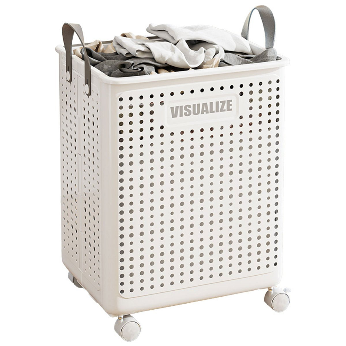 Nutshell large foldable laundry hamper with perforated design and wheels for easy transport
