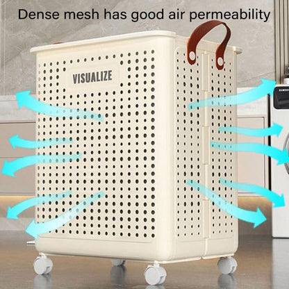 Nutshell large foldable laundry hamper with dense mesh for optimal air circulation and easy mobility