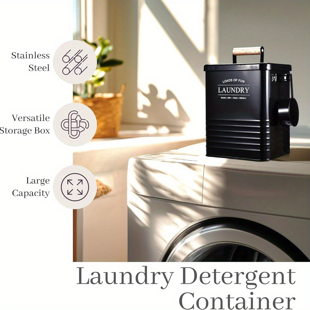 Nutshell wall-mounted laundry storage container in stainless steel with a large capacity for organizing laundry essentials