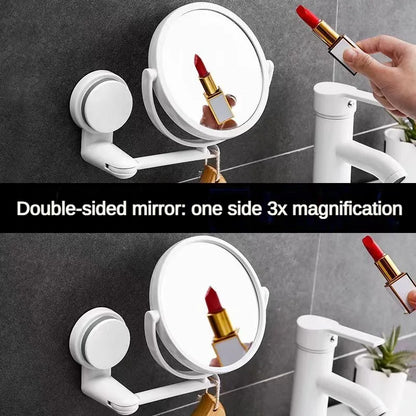 Nutshell wall mounted magnifying makeup mirror with double-sided design and 3x magnification for precision application